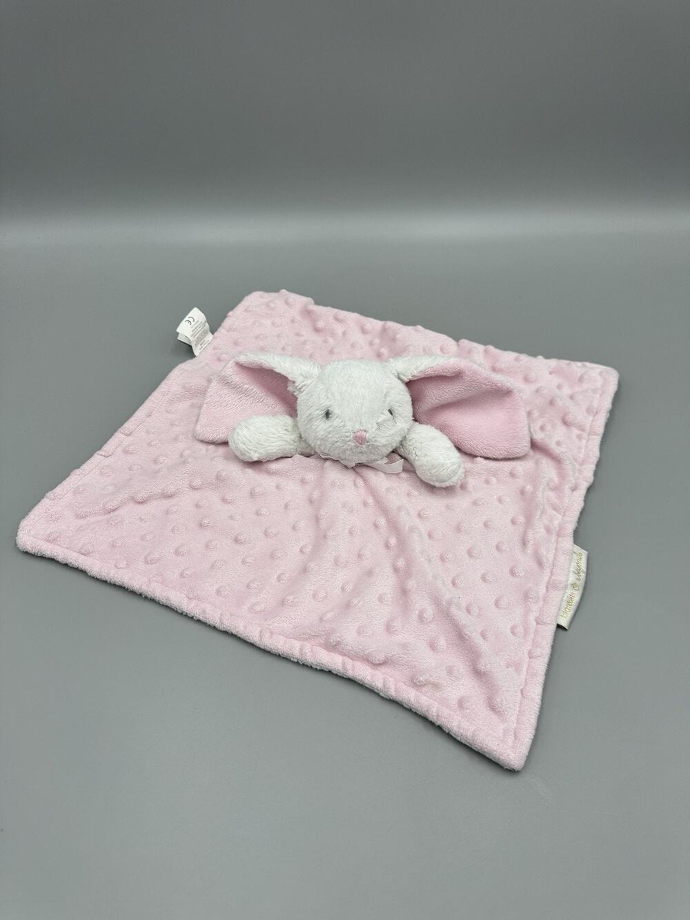 Blankets & Beyond White Bunny Rabbit Lovey Plush Pink Baby Security Blanket